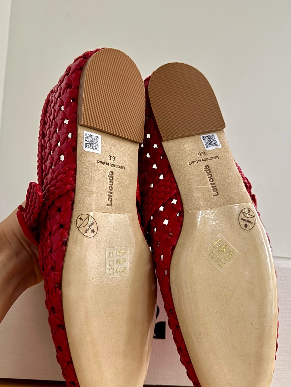 Larroudé Verona New Macrame In Scarlet Leather Size 8.5 US - Picture 8 of 12